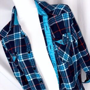 Blue and Red Plaid Button-Up Shirt